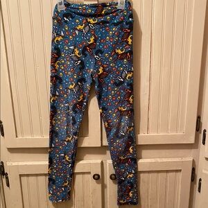 Lula roe  tween Kids Blue Animal Print Leggings